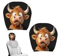 Funny Car Headrest Covers - 2 Piece Universal Cartoon Animal Protector | Elastic Polyester Seat Sleeves | Decorative Auto Interior Ornaments For Vacation, Travel, Road Trip, Daily Commuting & Car