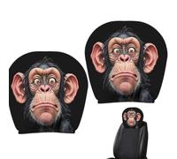 Funny Car Headrest Covers - 2 Piece Universal Cartoon Animal Protector | Elastic Polyester Seat Sleeves | Decorative Auto Interior Ornaments For Vacation, Travel, Road Trip, Daily Commuting & Car