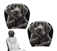 Funny Car Headrest Covers - 2 Piece Universal Cartoon Animal Protector | Elastic Polyester Seat Sleeves | Decorative Auto Interior Ornaments For Vacation, Travel, Road Trip, Daily Commuting & Car
