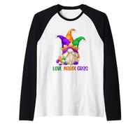 Funny Carnival GNOME with Fool Cap For Girls Love Mardi Gras Camiseta Manga Raglan
