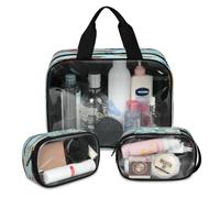 Funny Cars - Bolsa de maquillaje de viaje para mujeres y hombres, bolsas de cosméticos translúcidas con diseño de coches lindos, 3 piezas, bolsa grande para ducha, organizador de artículos de tocador,