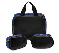 Funny Cars - Bolsa de maquillaje translúcida para mujeres y hombres, bolsa de aseo de viaje, 3 piezas, organizador de cosméticos, color, XL, Neceser de maquillaje