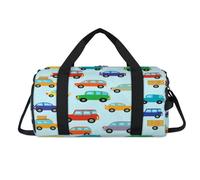 Funny Cars - Bolsa deportiva de lona con compartimento para zapatos, lindas bolsas de fin de semana, viajes, gimnasio, organizador de equipaje para mujeres, hombres, niños y niñas