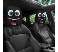 Funny Cartoon Car Headrest Covers, 2PCS Set of Funny Big-Eyed Grinning Cartoon Print Car Seat Headrest Covers, Double-Sided Print Protector for Front Seat Decoration (2Pcs-D)