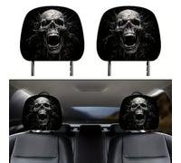 Funny Cartoon Car Headrest Covers, 2PCS Universal Fit, Big Eyes Head Rest Cover for Cars Universal Fit, Cheerful Face Cute Auto Front Seat Protector Decor for Halloween Christmas (Style C,4PCS)