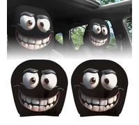 Funny Cartoon Car Headrest Covers - 2PCS Universal Fit, Halloween Car Seat Covers, Big Eyes Head Rest Cover for Cars, 26x28cm, Holiday Decor (#A,1Pairs)