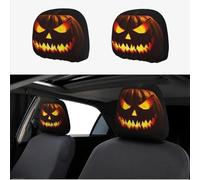 Funny Cartoon Car Headrest Covers, Big Eyes Head Rest Cover for Cars Universal Fit, Spooky Car Headrest Protector, Cheerful Face Cute Auto Front Seat Protector Decor for Halloween Christmas (9,2pcs)