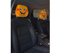 Funny Cartoon Car Headrest Covers, Big Eyes Head Rest Cover for Cars Universal Fit, Spooky Car Headrest Protector, Cheerful Face Cute Auto Front Seat Protector Decor for Halloween Christmas (2,6pcs)