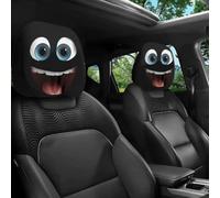 Funny Cartoon Car Headrest Covers, Cute Funny Cartoon Big-Eyed Grinning Car Headrest Covers, 2025 Head Rest Cover Interesting Eye, Cute Cars Seat Head Rest Protector(Smiley Face,6pcs)