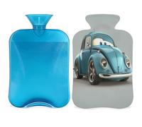 Funny Cartoon Cars - Botella de agua caliente con funda, 2 L, gran capacidad, bolsa de agua para noches acogedoras, alivio del dolor, espalda, cuello y hombros