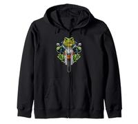 Funny Cartoon Green Frog Riding a Bike Illustration Graphic Sudadera con Capucha