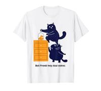 Funny Cat and Cookies sarcástico Cute Best Friends Amantes de los Gatos Camiseta