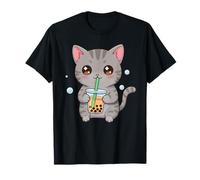 Funny Cat Bubble Tea Postres asiáticos Boba Tea Amantes de los Gatos Camiseta