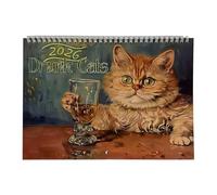 Funny Cat Calendar 2026-28cm Wall Cat Calendar | Drunken CatIllustration Paper Planner Monthly Pages Design | High Definition Print Home Office Decor | Gift Idea Cafe Desk Organizer Use