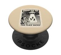 Funny Cat Cats Kitty Retro UFO Nave Espacial PopSockets PopGrip Adhesivo