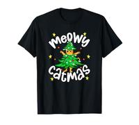 Funny Cat Christmas Tree Design For Women Cute Christmas Cat Camiseta