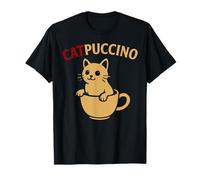 Funny Cat Coffee TShirt Cute Cappuccino Animal Caffe Design Camiseta