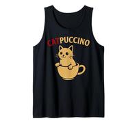 Funny Cat Coffee TShirt Cute Cappuccino Animal Caffe Design Camiseta sin Mangas