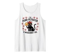 Funny Cat Detective Purrpetrator Crimen Verdadero Misterio de Asesinato Camiseta sin Mangas