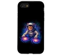 Funny Cat DJ Astronauta Girando Galaxias Giratorias En El Espacio Carcasa para iPhone SE (2020) / 7 / 8