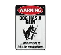 Funny Cat & Dog Has A Won't Take Meds Aluminum Sign | For Home & Yard Indoor/Outdoor, Humor Pre-Drilled Holes 8 X 12 Inch Vintage Metal Wall Art
