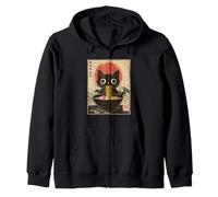 Funny Cat Eats Ramen Fideos Japonés Kawaii Anime Cat Sudadera con Capucha