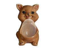 Funny Cat Egg Cup Holder for Soft Boiled Eggs Hand-Painted Ceramic Kitten Figurine with Open Mouth Cute Breakfast Stand Novelty Gift for Cat Lovers Women Men (White/Yellow)(Brown)