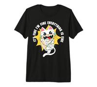 Funny Cat Estoy Bien Está Bien Todo está Bien Navidad Camiseta Premium