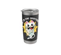 Funny Cat Estoy bien Está bien Todo está bien Navidad Vaso térmico de acero inoxidable de doble pared