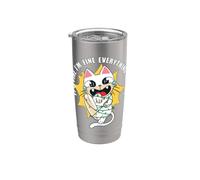 Funny Cat Estoy bien Está bien Todo está bien Navidad Vaso térmico de acero inoxidable de doble pared