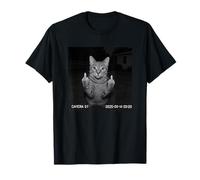 Funny Cat Flipping Off Middle Finger On Security Camera Camiseta