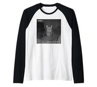 Funny Cat Flipping Off Middle Finger On Security Camera Camiseta Manga Raglan