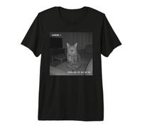 Funny Cat Flipping Off Middle Finger On Security Camera Camiseta Premium