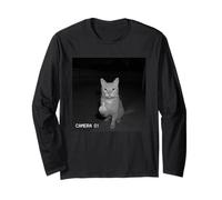 Funny Cat Flipping Off Middle Finger On Security Camera Manga Larga