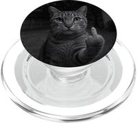 Funny Cat Flipping Off Middle Finger On Security Camera PopSockets PopGrip para MagSafe