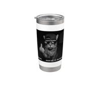 Funny Cat Flipping Off Middle Finger On Security Camera Vaso térmico de acero inoxidable de doble pared