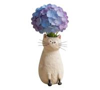 Funny Cat Flower Vase - Desk Ornament Decorative Planter, Cute Display Home Accent, Living Decor with Whimsical Design, Table Piece with Artistic Style, Gift Idea for Bookshelf Mantel Use