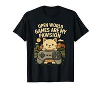 Funny Cat Gamer Juego de Palabras de Mundo Abierto Videojuego Meme Broma Gato Fan Camiseta