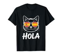 Funny Cat Hola Gafas de Sol Bandera de España Mujeres Hombres Camiseta