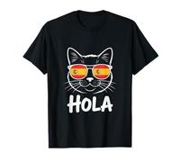 Funny Cat Hola Gafas de Sol Bandera de España Mujeres Hombres Camiseta
