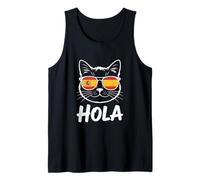 Funny Cat Hola Gafas de Sol Bandera de España Mujeres Hombres Camiseta sin Mangas