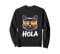 Funny Cat Hola Gafas de Sol Bandera de España Mujeres Hombres Sudadera