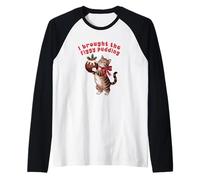 Funny Cat I Bring The Figgy Pudding Christmas Camiseta Manga Raglan