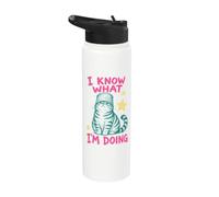 Funny Cat I Know What Im Doing Sarcastic Meme Cat Lover Stainless Steel Insulated Water Bottle