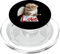 Funny Cat in Cupid Costume, Saint Valentine's Cat Selfie PopSockets PopGrip para MagSafe