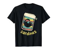 Funny Cat In Sardines Tin Fish Retro Sardine Graphic Women Camiseta
