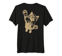 Funny Cat Jumping Up Brown Distressed Vintage Grunge Graphic Camiseta Premium