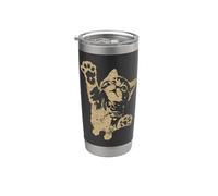 Funny Cat Jumping Up Brown Distressed Vintage Grunge Graphic Vaso térmico de acero inoxidable de doble pared