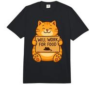 Funny Cat Kitten Will Work for Food Cita Regalo Hombres Mujeres Ki Comfort Colors Adult Heavyweight T-Shirt
