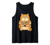 Funny Cat Kitten Will Work for Food - Regalo para Hombres, Mujeres y niños Camiseta sin Mangas